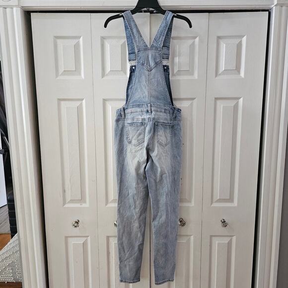 Blue Spice Women's Blue Bib Light Wash Distressed Overalls Jumpsuit Size 5 - Picture 2 of 8